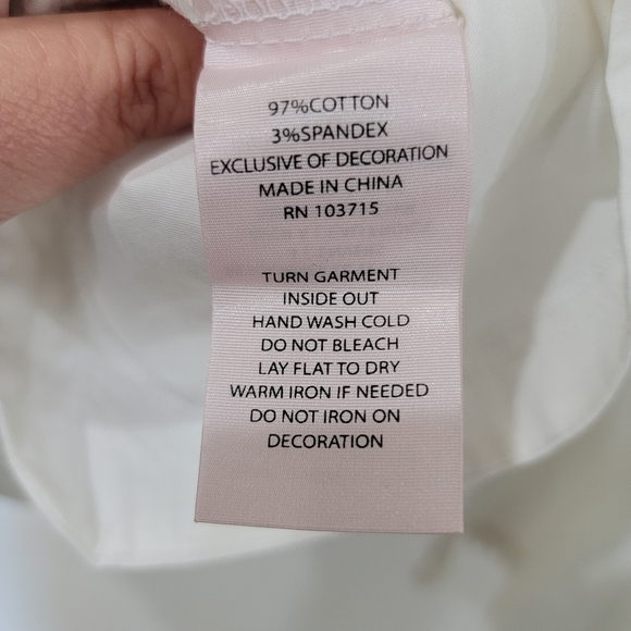 Nannette Lepore White Peasant Top Eyelette Lace Bell Sleeves Size Large - Picture 15 of 16